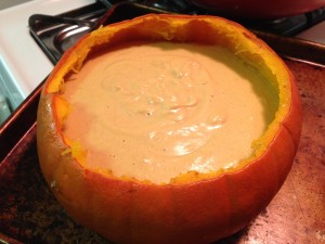 Pumpkin ready to go back into the oven