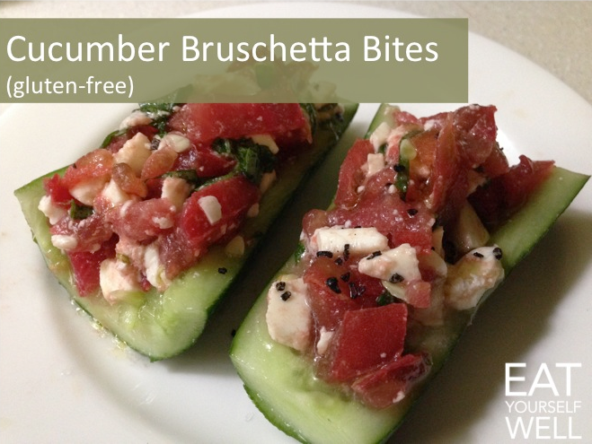 Cucumber Bruschetta Bites