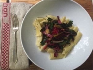Sweet, Spicy, Savory Rainbow Chard Pasta step 4